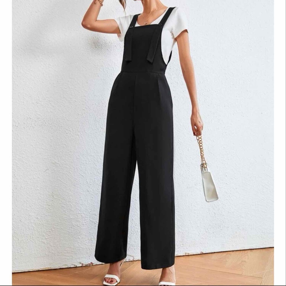 Button front slant pocket overall jumpsuit without tee - Picture 4 of 7